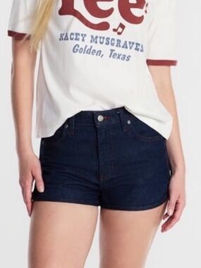 NWT! Kacey Musgraves x Lee Dark Rinse Curve Hem Denim Shorts 16 Country Western